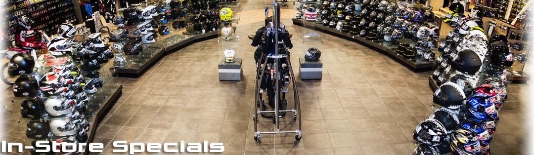 In-Store Specials Helmet Section at Fun Bike Center, San Diego, California